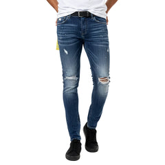 ICON2 Men's Skinny Blue Jeans Stretchy Washed, Ripped Size 32