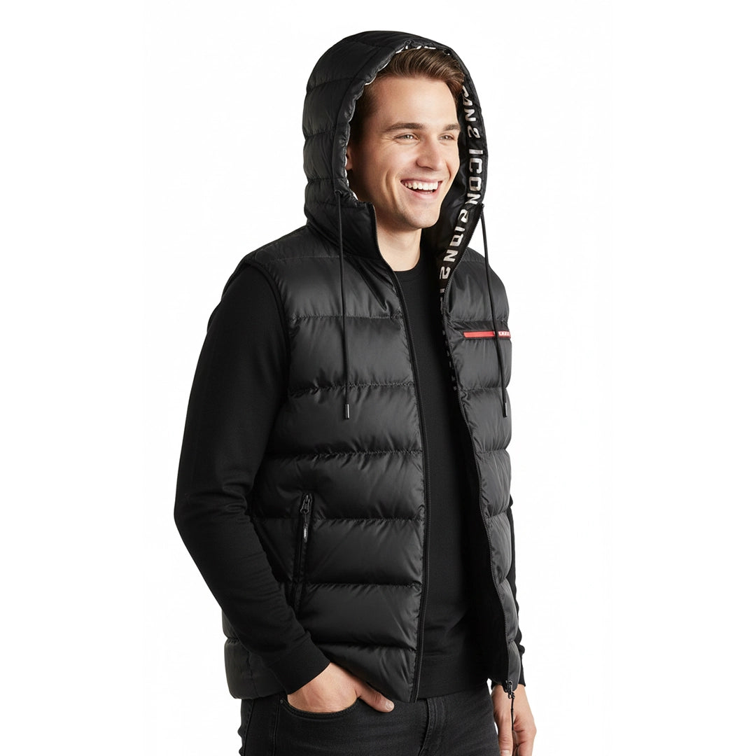 Mens ICON2 Hood Hooded Gilet Lined Bodywarmer Outdoor Military Padded Jacket