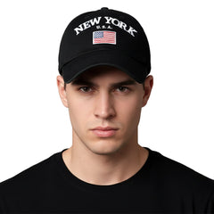 NYFASHION101 New York USA Flag Embroidered Adjustable Low Profile Cap
