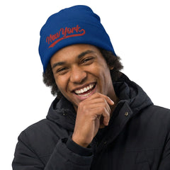 Retro New York Sports Script Classic NY Winter Beanie Hat Cap