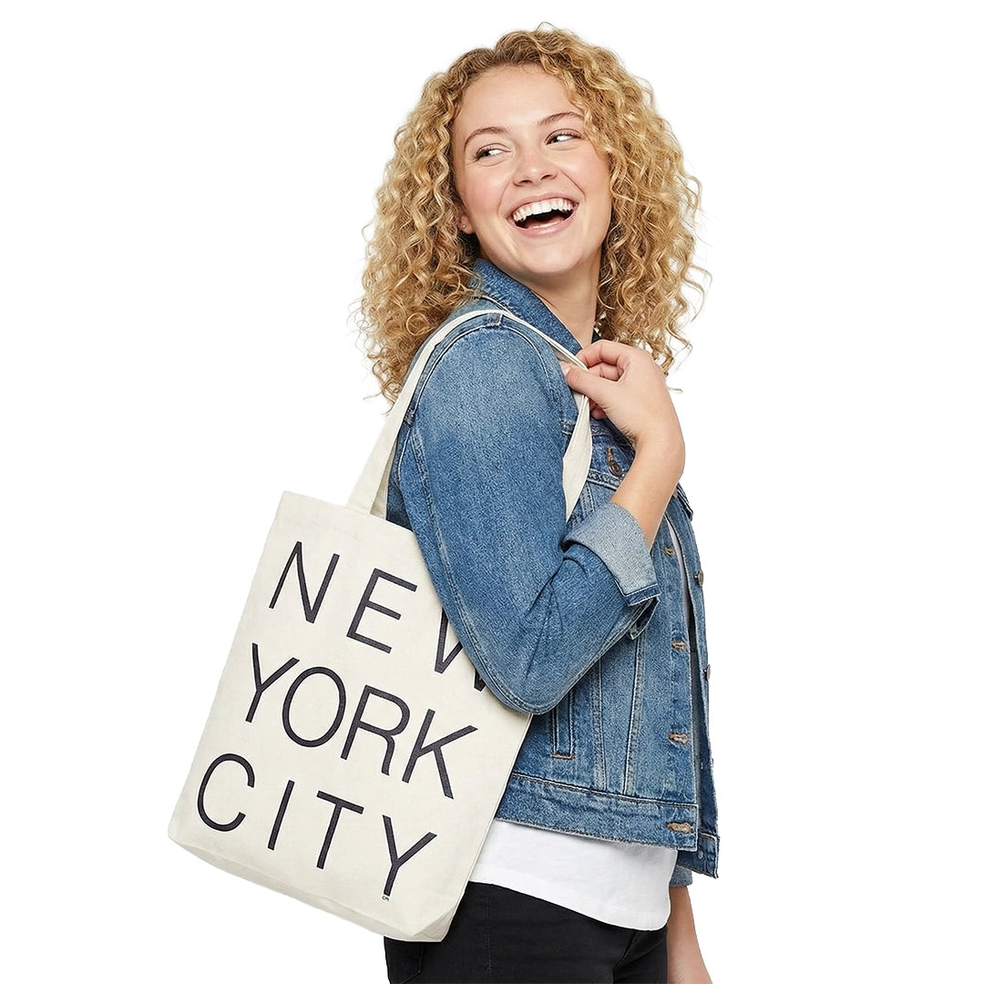 Long Handle "NEW YORK CITY" Canvas Tote Bag (17x14in) | NYC Souvenirs