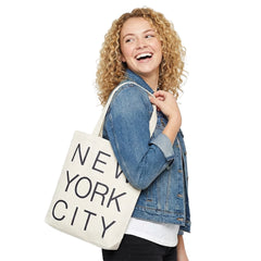 Long Handle "NEW YORK CITY" Canvas Tote Bag (17x14in) | NYC Souvenirs