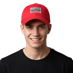 Thin Red Line Embroidered USA Flag Soft Fit Washed Cotton Baseball Cap