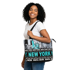Liberty Skyline "New York" Monogram Canvas New York Totebag | NY Purse | New York Handbag (18x11in)