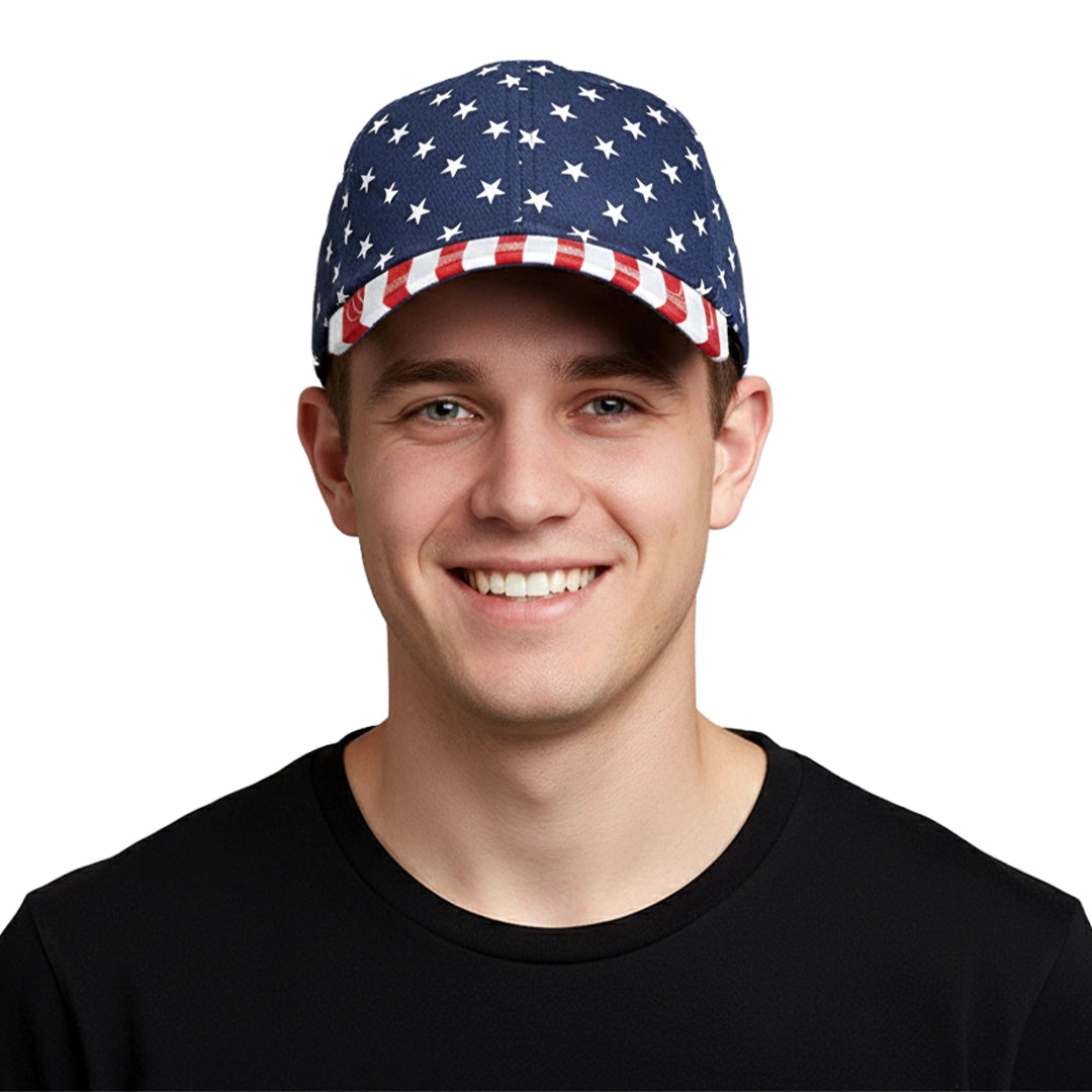 LOW PROFILE (UNSTRUCTURED) TWILL CAP W/ USA FLAG PRINT