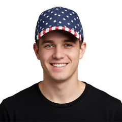 LOW PROFILE (UNSTRUCTURED) TWILL CAP W/ USA FLAG PRINT