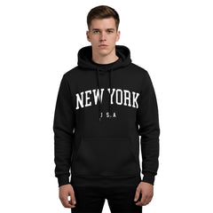 Men’s Fall Winter Hoodies Simple Text Printing Sports Hoodie Warm Long Sleeve Hooded Sweater with Pockets