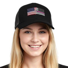 Ripped Style American and United States Thin Pink Line Flag Baseball Cap for Men Women