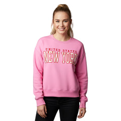 Abercrombie & Fitch Pink New York Applique Crew Sweatshirt