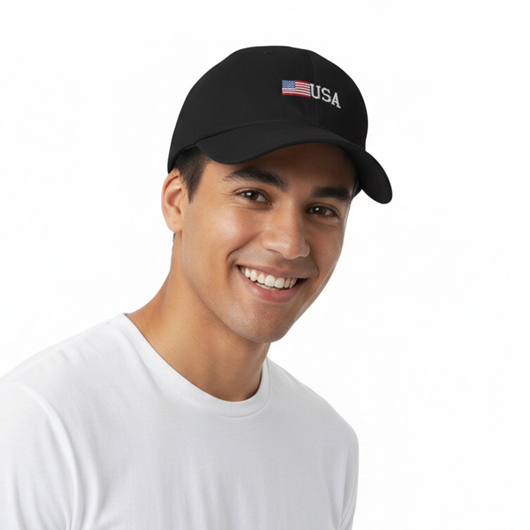 Mini USA American Flag Embroidered Adjustable Cotton Cap