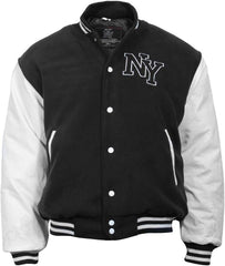 Classic Black Vintage NY Baseball Jacket with Iconic American Letterman Jersey Style