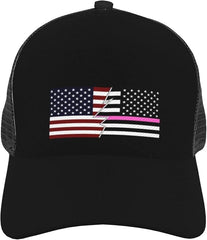 Ripped Style American and United States Thin Pink Line Flag Baseball Cap for Men Women