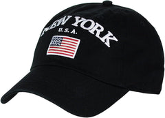NYFASHION101 New York USA Flag Embroidered Adjustable Low Profile Cap