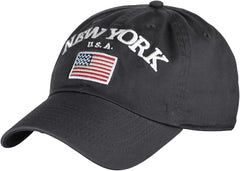 NYFASHION101 New York USA Flag Embroidered Adjustable Low Profile Cap