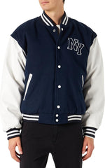 Classic Black Vintage NY Baseball Jacket with Iconic American Letterman Jersey Style