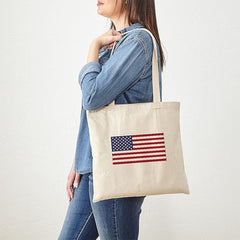 CafePress American Flag Tote Bag Natural Canvas Tote Bag, Reusable Shopping Bag