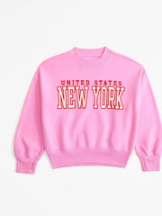 Abercrombie & Fitch Pink New York Applique Crew Sweatshirt