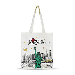 Long Handle Liberty Skyline "NEW YORK" Canvas New York Totebag | New York Handbag | NYC Gifts (2 Colors)