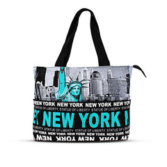 Liberty Skyline "New York" Monogram Canvas New York Totebag | NY Purse | New York Handbag (18x11in)