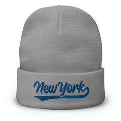 Retro New York Sports Script Classic NY Winter Beanie Hat Cap
