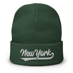 Retro New York Sports Script Classic NY Winter Beanie Hat Cap