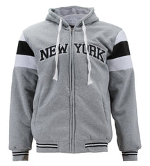 Men's New York Sporty Sherpa Fleece Lined Athletic NYC Zip Up Hoodie Jacket
