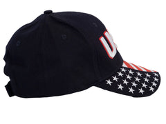 Men's Cotton Twill USA American Flag Cap Patriotic Hat, Navy