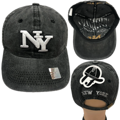 NEW YORK NY 3D Embroidered Cotton Denim Washed Cap Adjustable Baseball Hats LOT