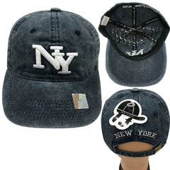 NEW YORK NY 3D Embroidered Cotton Denim Washed Cap Adjustable Baseball Hats LOT