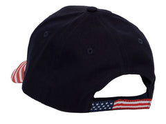 Men's Cotton Twill USA American Flag Cap Patriotic Hat, Navy