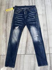 ICON2 Men's Skinny Blue Jeans Stretchy Washed, Ripped Size 32