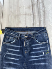 ICON2 Men's Skinny Blue Jeans Stretchy Washed, Ripped Size 32