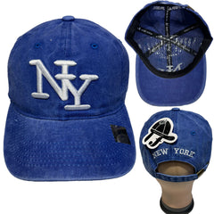 NEW YORK NY 3D Embroidered Cotton Denim Washed Cap Adjustable Baseball Hats LOT