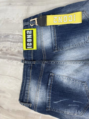 ICON2 Men's Skinny Blue Jeans Stretchy Washed, Ripped Size 32