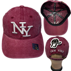 NEW YORK NY 3D Embroidered Cotton Denim Washed Cap Adjustable Baseball Hats LOT